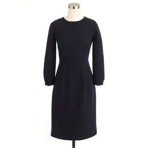 J. Crew Collection Classic Navy Wool Long Sleeve Dress